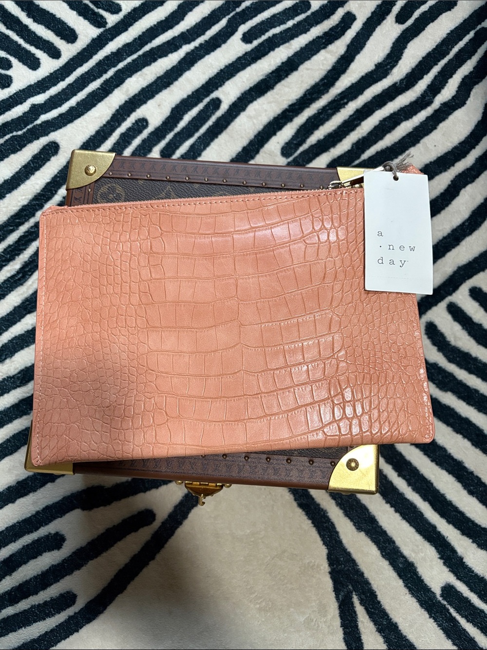 a new day Croc-Embossed Zip Pouch - Peachy Coral